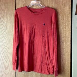 Vintage Polo Ralph Lauren MEDIUM cotton long sleeve tee t shirt orange red VGUC